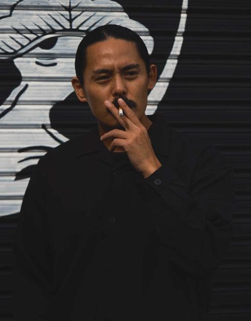 寅松開襟長袖シャツ 7180-125